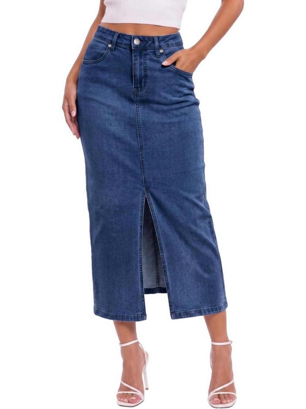 Women's Long Denim Skirt - Classic Style, Versatile Fit, Perfect for Any